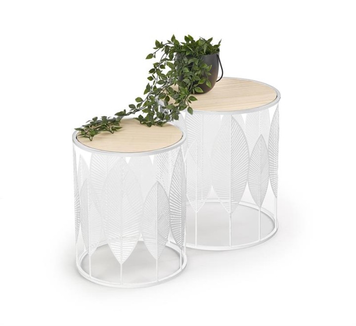 Набір столиків журнальних FOLLA Halmar Натуральний / Білий